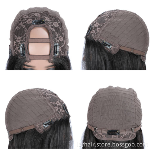 Easy to Apply U Part Wig Short Brazilian Bob Straight Human Hair  U Part Wigs Middle Parting Black Women Wigs
